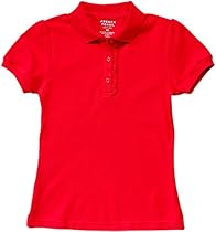 French Toast Big Girls' Short Sleeve Ruffle Polo, Red, Large/10/12