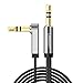 UGREEN 3.5mm Audio Cable Stereo Aux Cord 90 Degree Right Angle, Compatible with Beats iPhone iPod iPad Tablets Speakers 24K Gold Plated Male to Male Black 10FT