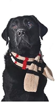 Chilly Dog Plaid Dog Scarf, Tan, Large