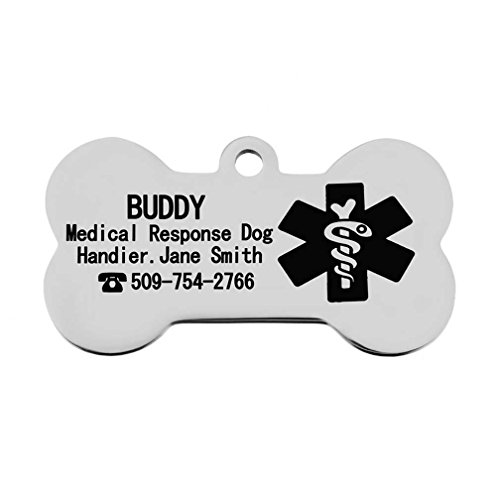 MJartoria Stainless Steel Personalized Medical Bone Shape Pet Dog ID Tags