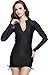 ilishop Women's UV Sun Protection Long Sleeve Rash Guard Wetsuit Swimsuit Top Black L-US8