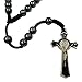 8mm Black Hematite Beads BLESSED CATHOLIC ROSARY Saint Benedict Crucifix Gift Pouch