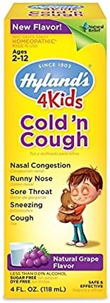 Hyland's 4 Kids Cold N' Cough Liquid, Grape, 4oz. Per Bottle (2 Pack)
