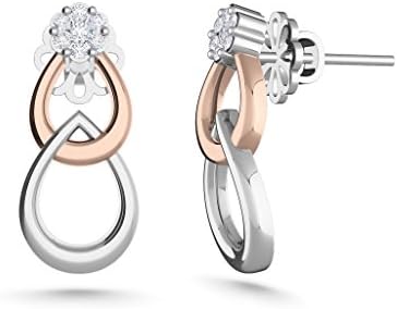 MEZZOTEK Women's 18K Stud Earrings (0.07 Carat, G-H Color, SI Clarity) White Rose - Gold