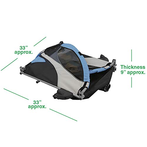 Clevr Elite 3-in-1 Double 2 Seat Bike Bicycle Trailer Jogger Stroller for Kids Children - Foldable for Storage, Light Blue - Thumbnail 6