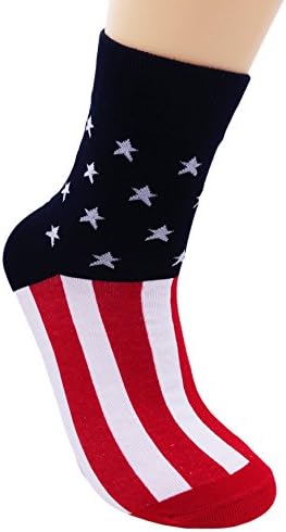 Ayli Men's Quarter Length Cotton Casual Socks, 4 Pairs, Flag USA, sk9z729us
