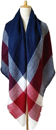BESNLI Large Striped & Checker Pattern Blanket Scarf Tartan Stylish Cape Wrap Shawl