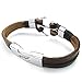 KONOV Mens Womens Leather Bracelet, Anchor Cuff Bangle, Brown Silver