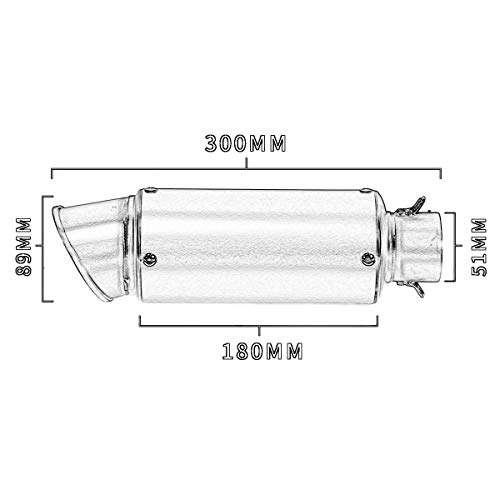 Soosee Universal 51mm Slip-on Modified Motorcycle Exhaust Pipe Muffler (Black) - Thumbnail 4