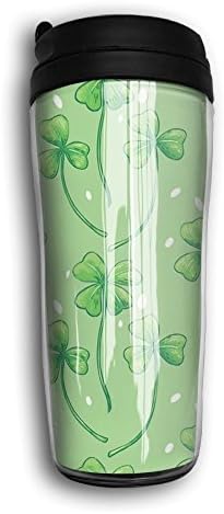 Funny Travel Mug Glass Humor Design Fresh Green Verdant Clover Pattern Trendy Coffee Cup