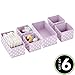 mDesign Fabric Drawer Divider Organizer Bin, Nursery/Bedroom Dresser, Closet, Shelf, Playroom Organization, Hold Clothes, Toys, Diapers, Bibs, Set of 3, 2 Pack, Wisteria Purple/White
