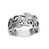 CloseoutWarehouse Sterling Silver Acacia Leaves Filigree Ring (Color Options, Sizes 2-15)