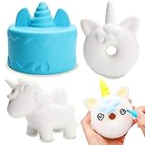 R HORSE DIY Blank Squishy Toys Set Unicorn Cake, Unicorn Donut, Rainbow Horse Squishy Kawaii Cute Cream Scented Squishies Slow Rising Decompression Squeeze Toys for Kids (3 Pack)