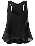 Doublju Womens Womens Shirring Botton Tank Top Style Blouse