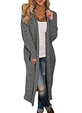 Dokotoo Womens Cardigans Winter Autumn Loose Casual Long Sleeve Warm Knit Open Front Long Maxi Chunky Ribbed Cardigan Pullover Coat with Pockets Grey Small