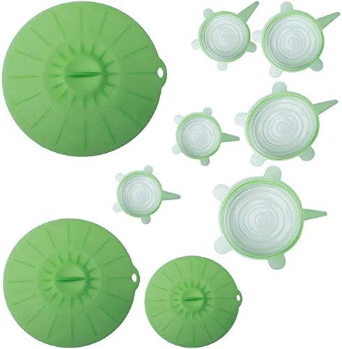 Cucinare Silicone Stretch Lids & Suction Lids Reusable Food Covers for Cooking and Food Storage Multi-Pack Kitchen- 9 Piece Set