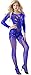 The Victory of Cupid Womens Sexy Fishnet Floral Crotchless Bodysuits Suspender Bodystocking, Blue, One Size