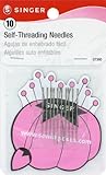 SINGER 07360 Self-Threading Needles with Storage Magnet, Assorted Sizes, 10-Count