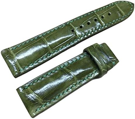 21mm/18mm Genuine Real Moss Green Crocodile Alligator Leather Watch Strap Band