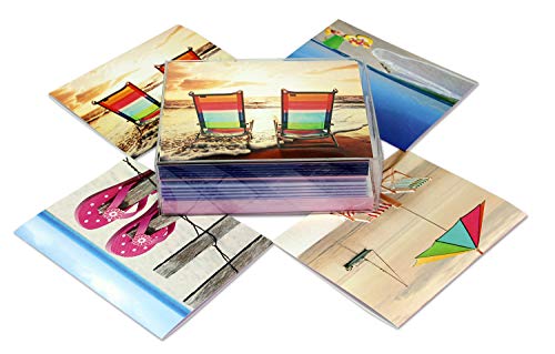 Fun Beach Greeting Cards - Summer Note Cards - Blank on the Inside - Includes Cards and Envelopes - 4 Unique Designs - 5.5" x 4.25" â€¦ (24 Pack)