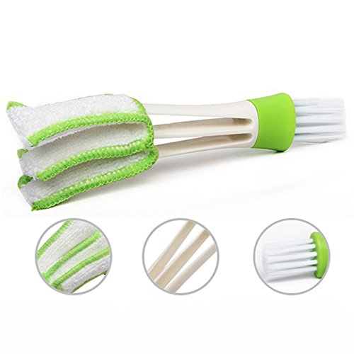 Car Air Outlet Duster, Mini Double-End Car Auto Kit Air Outlet Cleaning Brush, Automotive Air Conditioner Cleaner and Brush, Dust Collector Cleaning Tool for Keyboard Window Leaves Blinds Shutter ( 16.54cm,Green) - Thumbnail 2