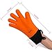 YOHEER Silicone Oven Mitts, Extra-Long Quilted Cotton Lining,Heat Resistant Kitchen Potholder Gloves for Oven,Outdoor BBQ Grill,Fireplace Camping,Kitchen and so on.- 1 Pair (Orange)