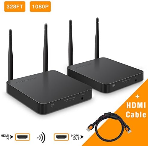 CORPRIT Wireless HDMI Extender / Adapter / Dongle 328 Ft ( HDMI Transmitter + Receiver ) Supporting HD 1080P 3D Video &amp; Digital Audio from Laptop, PC, Cable, Netflix, YouTube, PS4 to HDTV/Projector