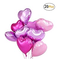 18 inch Pink Heart Balloons Foil Balloons Mylar Balloons for Party Decoration, Pack of 20