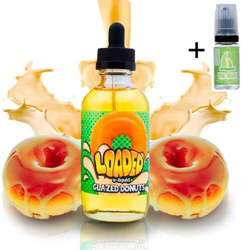 E Liquid E Juice Loaded Glazed Donuts 100ml – 70 vg 30 pg - shortfill – No Nicotine + E Liquid The Boat 10ml Lemon and Lime – No Nicotine.