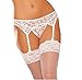 MISMXC Women's 3 Pieces Lace Garter Belt Stockings Sets with Butterfly Panty (White 2#)