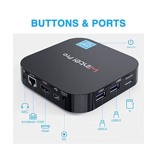 ACEPC Mini-PC, 2GB DDR3L/ 32GB eMMC,Windows 10 (64-Bit) Intel x5-Z8350 HD Graphics Fanless Mini computer, 4K / 2,4 G / 5…