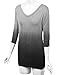 LL WT1113 Womens V Neck 3/4 Sleeve Dip Dye Drape Dolman Top with Side Shirring XXL BLACK