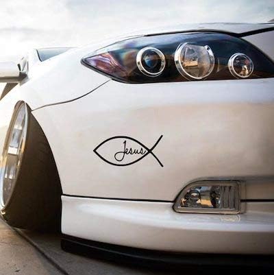 Amazon 車用ステッカー Jesus 釣り フィッシング 白 黒 ステッカー 釣り デカール カーステッカー 転写式 防水 反射 車 カスタム 外装 バンパー ミラー 反射シール ブラック ステッカー デカール 車 バイク
