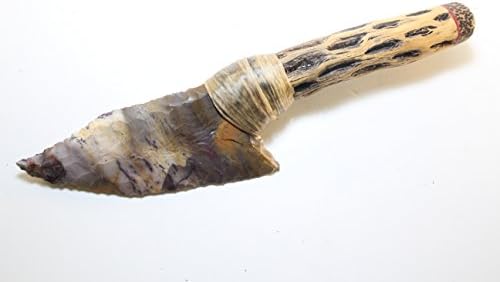 Australian Mookaite Flint Knapped Pressure Flaked Knife Blade Dagger Point Hafted On Cholla Cactus Handle With Imitation Sinew/Hardwood EndcapWiccan Wand