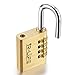 TR-LIFE Lock 384T Solid Brass Set-Your-Own Combination Padlock with 1-1/2-Inch Wide Body, 1/4-Inch Shackle Diameter