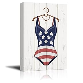 Women Swimming Suit with American Flag Pattern on...