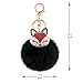 JOUDOO Rabbit Ball Keychain with Rhinestone Fox Head Keyring GJ-001 (Black 1)