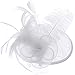 Valdler Halloween Costume Feather Net and Veil Fascinator Hair Clip Hat Hair Accessories Clip for Festival Party White