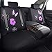CAR PASS Universal Fabric Car Seat Covers,Print Purple Flower and Butterfly Seat Covers Full Set with Airbag Compatible, Fit Sedans,Cars,Vans,Suitable for Women & Girly (Black and Purple)