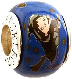 Wizard on Flying Broom Bead Charm for Add-A-Bead Bracelets Clay &amp; Sterling Silver by MAYselect