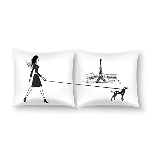 Bicor Processing Pillow Mural Paris, 18 by 18 by 4", Beige