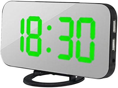 Zeerker Ultra Thin Modern Snooze And Time Setting Led Digital Decorate Alarm Clock With Phone Charger For Home Decor Silver Shading Green Font Amazon Co Uk Kitchen Home