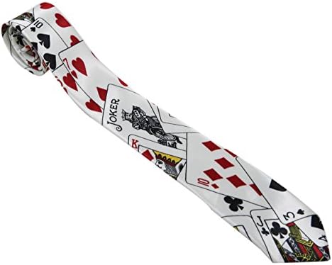 White Playing Card Style Neck Tie