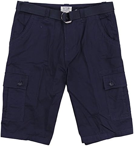 One Tough Brand(OTB) Mens Belted Cotton Cargo Short (Navy, 30)