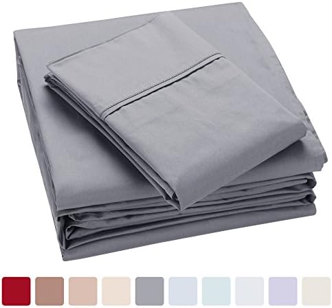 Hyaline Home 4 Piece Bed Sheet Set, 100% Cotton 400 Thread Count Bedding Set (Dark Grey, Queen)