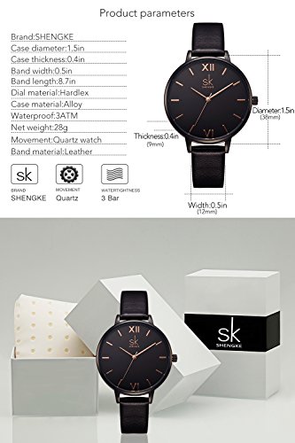 6 SK+Watches+Leather+Wristwatch+Feminino
