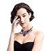 Holylove Charming Choker Necklace in Purple Glass Beads & Crystal Gift Box- HLN00021 Purple
