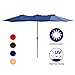 LOKATSE HOME Double-Sided Market Patio Outdoor Umbrella 15 Feet Garden Aluminum Twin Sun Canopy with Crank, 2 Middle Blue