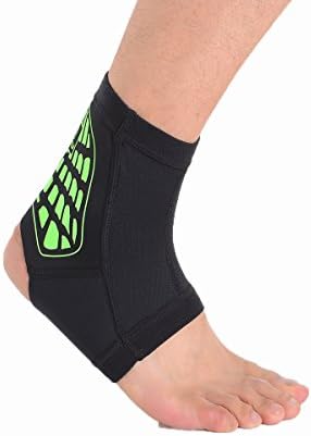 Ankle Sleeve Support Compression for Arthritis, Cross Fit, Gym workout, Running and Weight lifting - Fits Left or Right - For Men &amp; Women - Premium Quality Gear - Single (Green, S)