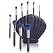 Makeup Brushes, USpicy 10 Pieces Professional Makeup Brush Set with Seashell Shaped PU Leather Case (Soft Synthetic Fiber for Uniform Application of Blush, Creams, Liquids, Contouring & Powders)-Blue